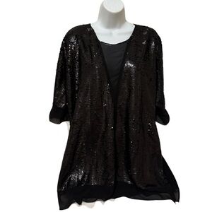 Seven7 Black Sequin Swim Cover-Up